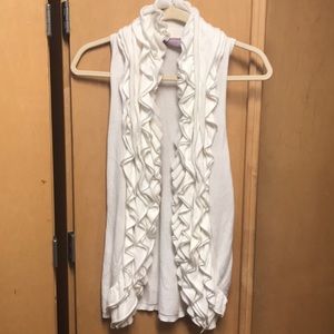 Cream colored ruffle vest